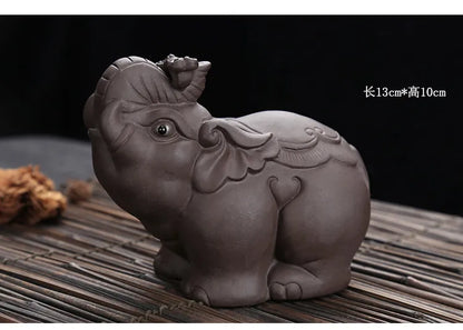 JIA-GUI LUO-Purple Clay Tea Pet, Elephant Tea Pet, Home Decor, N017