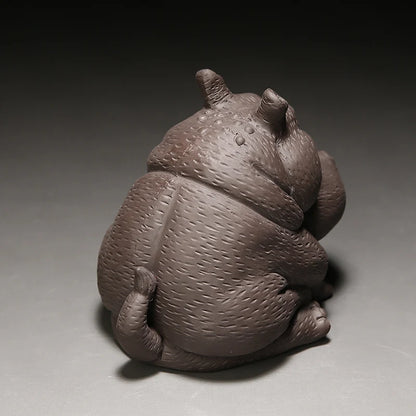 JIA-GUI LUO-Purple Clay Tea Pet, Hippo Ornaments, Tea Set, Yixing Tea Accessories, Statuette N032