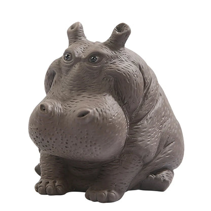 JIA-GUI LUO-Purple Clay Tea Pet, Hippo Ornaments, Tea Set, Yixing Tea Accessories, Statuette N032