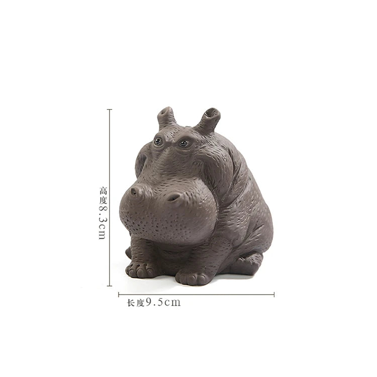JIA-GUI LUO-Purple Clay Tea Pet, Hippo Ornaments, Tea Set, Yixing Tea Accessories, Statuette N032