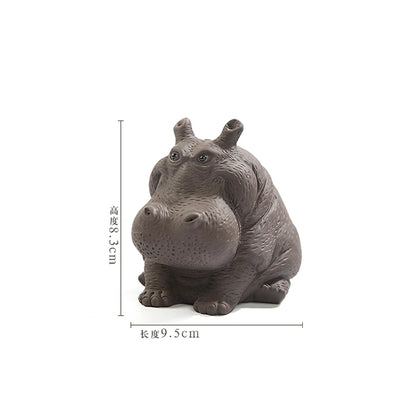 JIA-GUI LUO-Purple Clay Tea Pet, Hippo Ornaments, Tea Set, Yixing Tea Accessories, Statuette N032