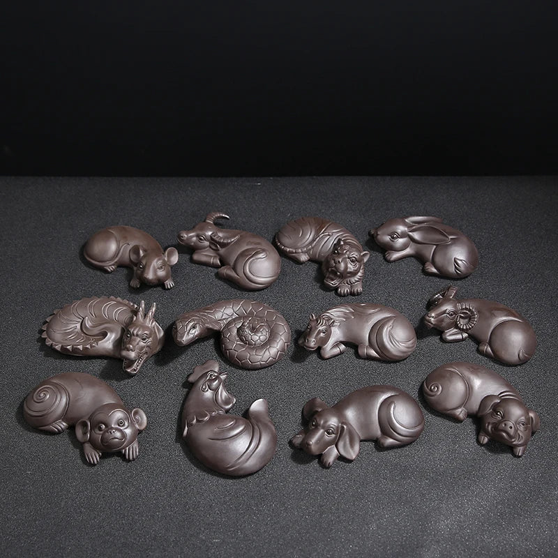 JIA-GUI LUO  Purple Clay  Tea Pet Yixing  Purple Clay Tea Set  Tea Accessories Chinese Zodiac  Decoration N008