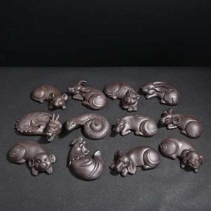 JIA-GUI LUO  Purple Clay  Tea Pet Yixing  Purple Clay Tea Set  Tea Accessories Chinese Zodiac  Decoration N008