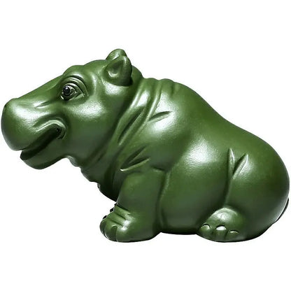 JIA GUI LUO Purple Clay Tea Pets, Hippo Style Ornament, Yixing Purple Clay Tea Set, Feng Shui Decoration, Lucky N009