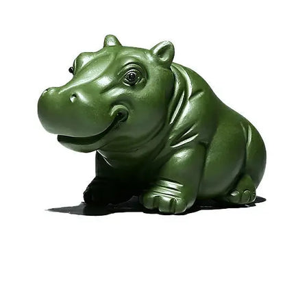 JIA GUI LUO Purple Clay Tea Pets, Hippo Style Ornament, Yixing Purple Clay Tea Set, Feng Shui Decoration, Lucky N009