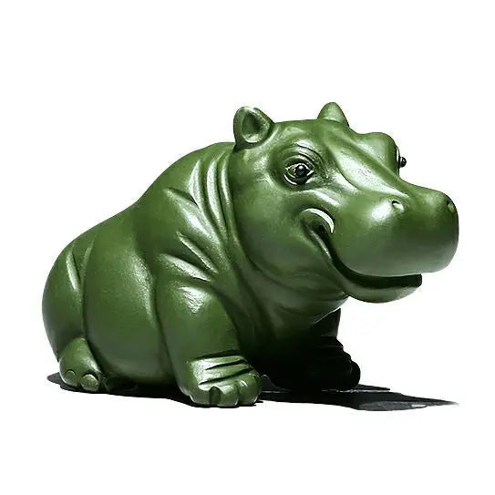 JIA GUI LUO Purple Clay Tea Pets, Hippo Style Ornament, Yixing Purple Clay Tea Set, Feng Shui Decoration, Lucky N009