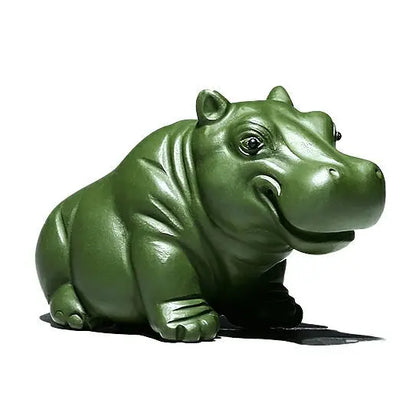 JIA GUI LUO Purple Clay Tea Pets, Hippo Style Ornament, Yixing Purple Clay Tea Set, Feng Shui Decoration, Lucky N009