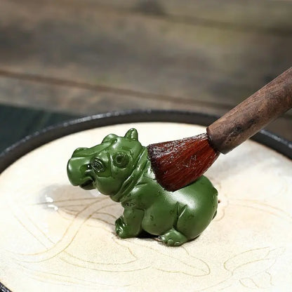 JIA GUI LUO Purple Clay Tea Pets, Hippo Style Ornament, Yixing Purple Clay Tea Set, Feng Shui Decoration, Lucky N009
