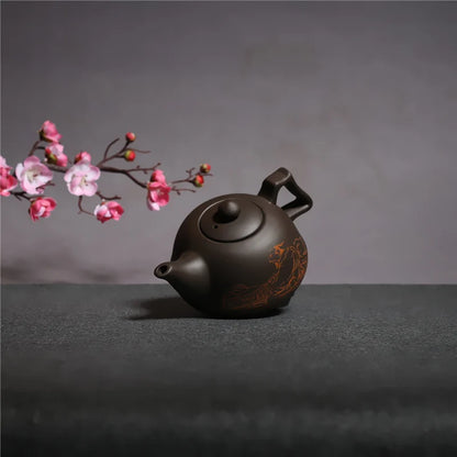 JIA-GUI LUO Purple Clay Yixing Teapot, Traditional Chinese Tea Set, Portable Travel Tea Set, Oolong Tea, 600ml, H027