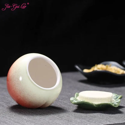 JIA GUI LUO Tea Caddies Peach Style  Ceramic  Tea Organizer  Tea Tins  Coffee Storage  Tea Box  Tea Storage  Tea Container