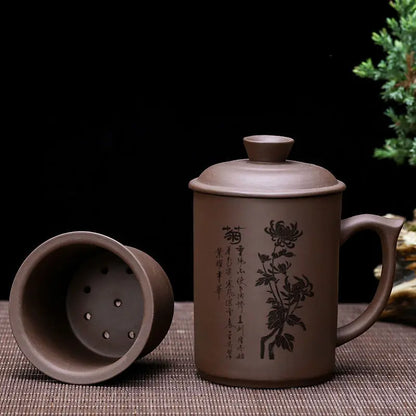 JIA-GUI LUO-Tea Infuser, Purple Clay Pu'er Ceramic Cups, Office Cups, Travel Gift, I010, 430ml