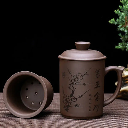 JIA-GUI LUO-Tea Infuser, Purple Clay Pu'er Ceramic Cups, Office Cups, Travel Gift, I010, 430ml