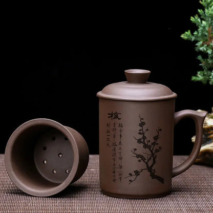 JIA-GUI LUO-Tea Infuser, Purple Clay Pu'er Ceramic Cups, Office Cups, Travel Gift, I010, 430ml