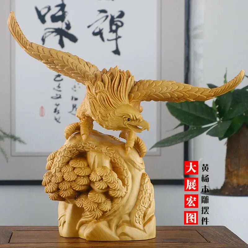 JM007 - 16 x 7.5 x16 Hand Carved Boxwood Carving - Stunning Eagle