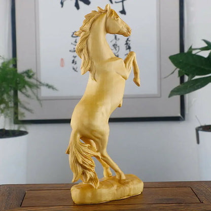 JM009ca - 15* 7.5 * 3.5 CM Carved Boxwood Figurine Carving : Handsome Galloping Horse
