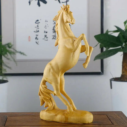 JM009ca - 15* 7.5 * 3.5 CM Carved Boxwood Figurine Carving : Handsome Galloping Horse