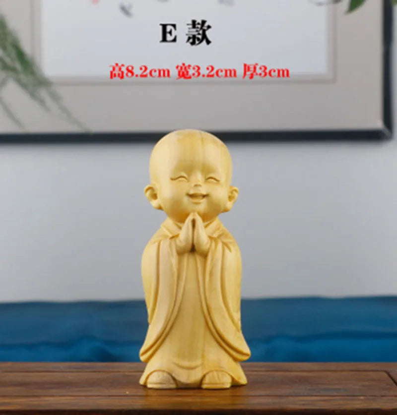 JM023 - 8.2* 4.2 * 3.3 CM Hand Carved Boxwood Figurine - Set of 4 Little Monk Boys
