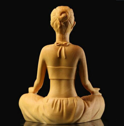 JP091 - 10.5 CM High Carved Boxwood Carving Figurine - Beautiful Girl