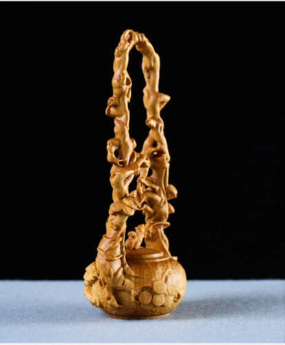 JP126ca - 17 CM High Carved Boxwood Carving Figurine - Tea Pot
