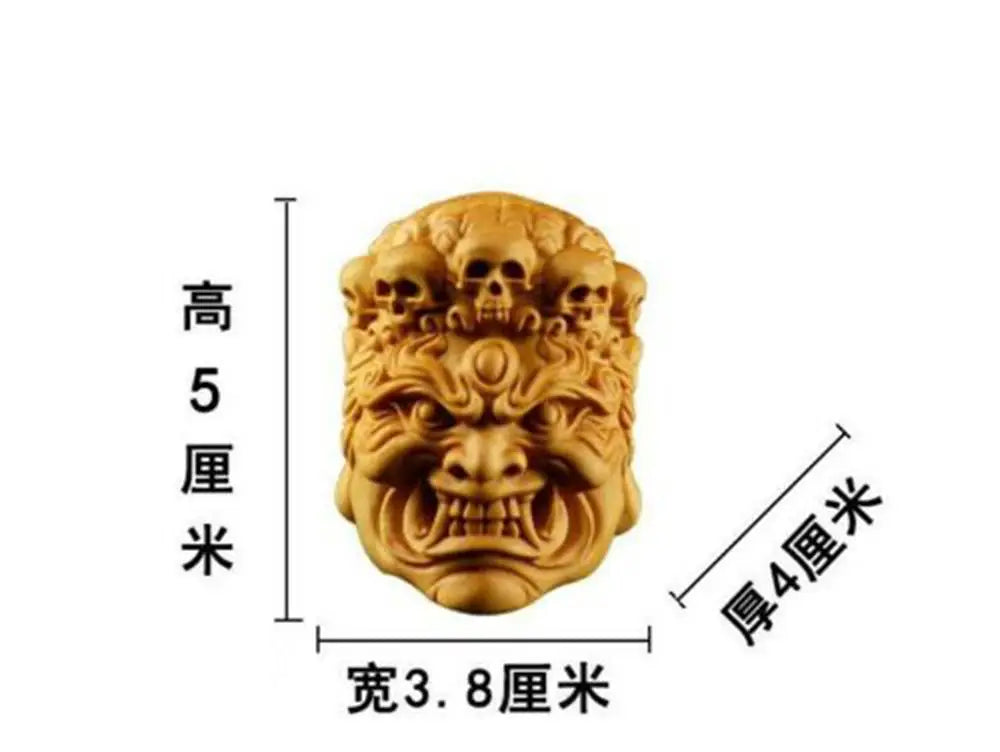 JP144 - 5x3.5x3.5 CM (2"）Boxwood Carving Netsuke : Fudo Gothic Devil Mask