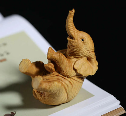 JP150ca - 8.5x 7 x 4.5 CM Carved Boxwood Carving Figurine - Elephant