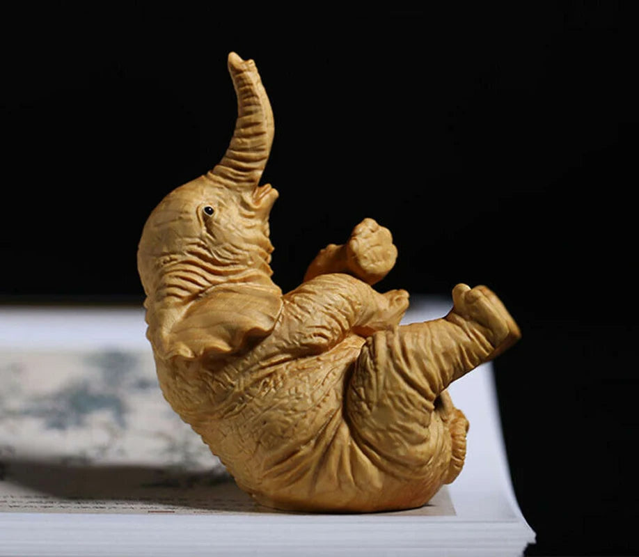 JP150ca - 8.5x 7 x 4.5 CM Carved Boxwood Carving Figurine - Elephant
