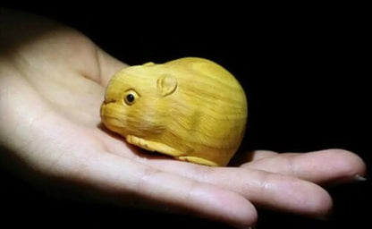 JP157 - 2" Hand Carved Boxwood Carving Netsuke Home Decor  : Lovely Mouse