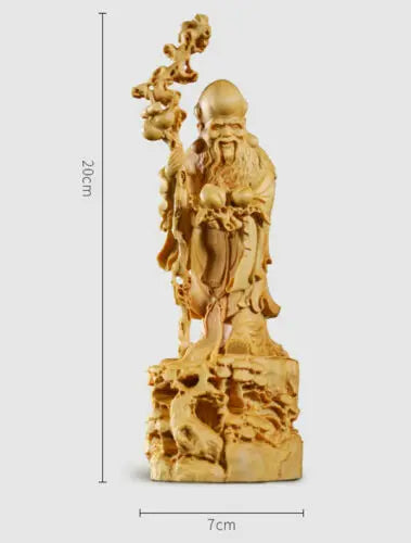 JP161ca - 20 CM High Hand Carved Boxwood Carving : God of Longevity