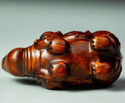 JP172 - 7 x 4.5 x 3 CM Rhino Boxwood Carving Figurine Auspicious Small Sculpture Feng Shui Home Decor