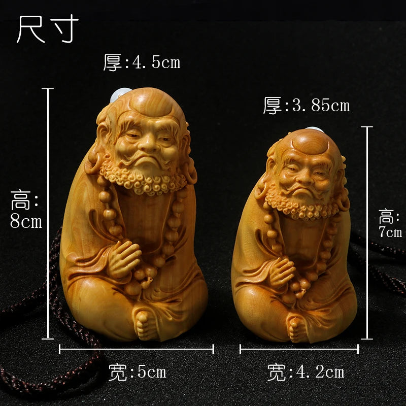 JX024  - 7-8 CM Damo Monk Boxwood Carving Dharma Figurine Buddha Small Sculpture Feng Shui Home Decor