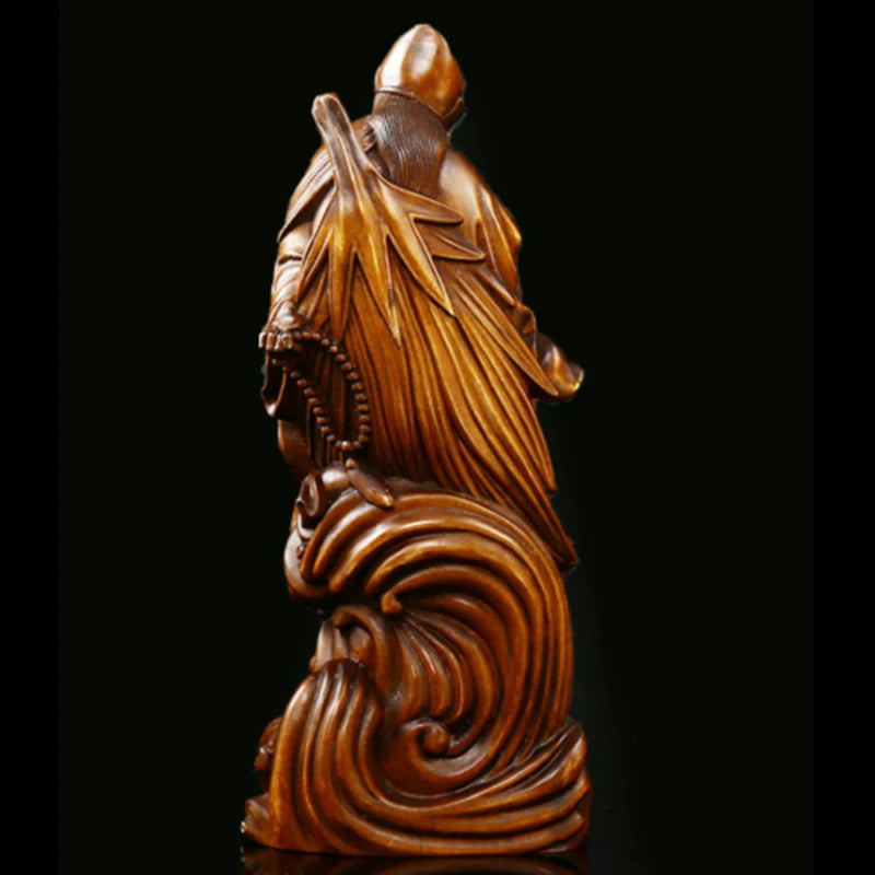 JY007 -17.5 x 7.5 x 5 CM Hand Carved Boxwood Carving Figurine : Ji Gong Monk