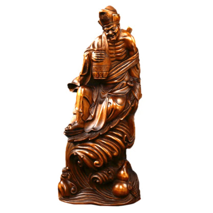 JY007 -17.5 x 7.5 x 5 CM Hand Carved Boxwood Carving Figurine : Ji Gong Monk