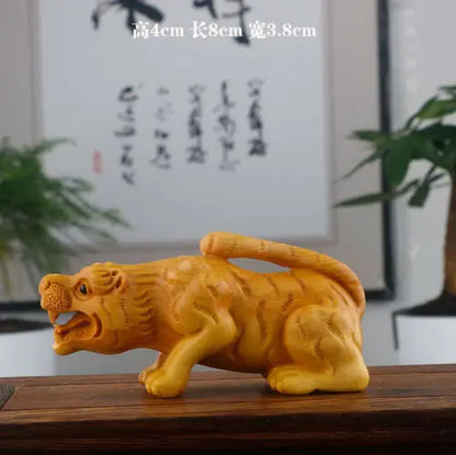 JY014ca -7 CM Each Hand Carved Boxwood Carving Figurine - 12 Zodiac Animals