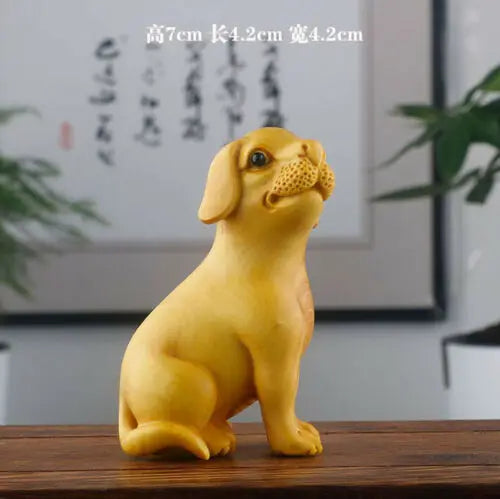 JY014ca -7 CM Each Hand Carved Boxwood Carving Figurine - 12 Zodiac Animals