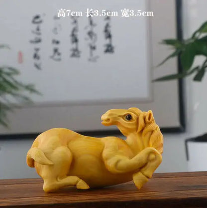 JY014ca -7 CM Each Hand Carved Boxwood Carving Figurine - 12 Zodiac Animals