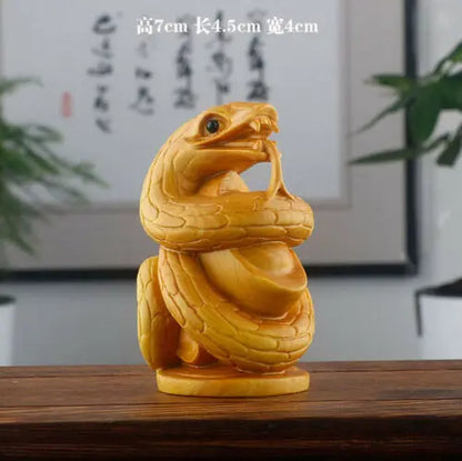 JY014ca -7 CM Each Hand Carved Boxwood Carving Figurine - 12 Zodiac Animals