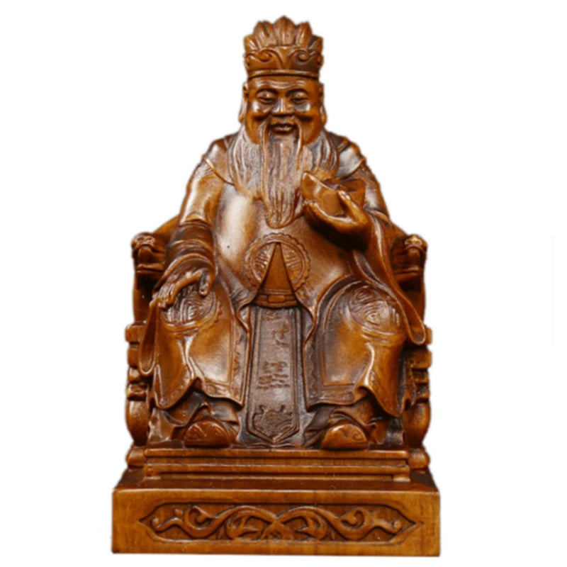 JY090 -11.5 x 7 x 6.5 CM Hand Carved Boxwood Carving Figurine : Wealthy Man Landlord