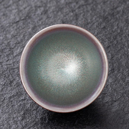 JZ209 Chinese Jian kiln tea bowl with oilspot glaze Small Tenmoku Tea Cup Natural Ceramic High Temporature Fired Eco-friendly
