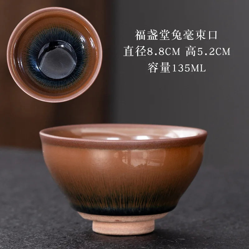 JZ209 Chinese Jian kiln tea bowl with oilspot glaze Small Tenmoku Tea Cup Natural Ceramic High Temporature Fired Eco-friendly