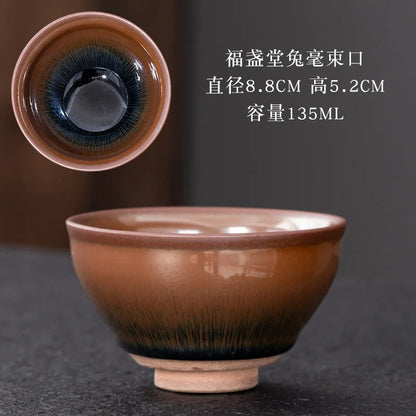 JZ209 Chinese Jian kiln tea bowl with oilspot glaze Small Tenmoku Tea Cup Natural Ceramic High Temporature Fired Eco-friendly