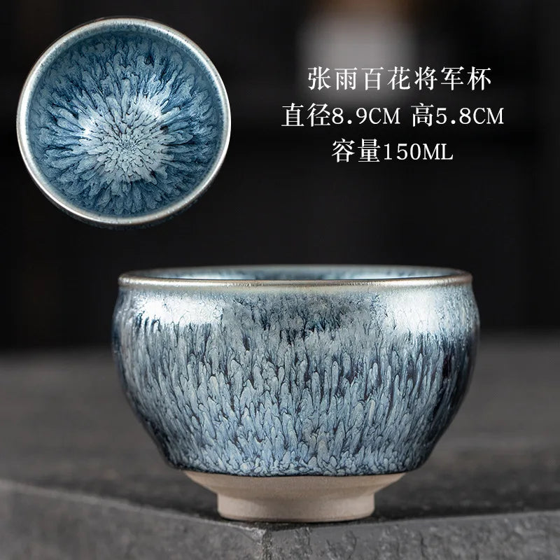 JZ209 Chinese Jian kiln tea bowl with oilspot glaze Small Tenmoku Tea Cup Natural Ceramic High Temporature Fired Eco-friendly