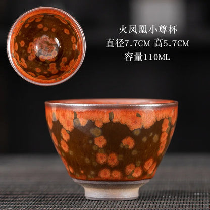 JZ209 Chinese Jian kiln tea bowl with oilspot glaze Small Tenmoku Tea Cup Natural Ceramic High Temporature Fired Eco-friendly