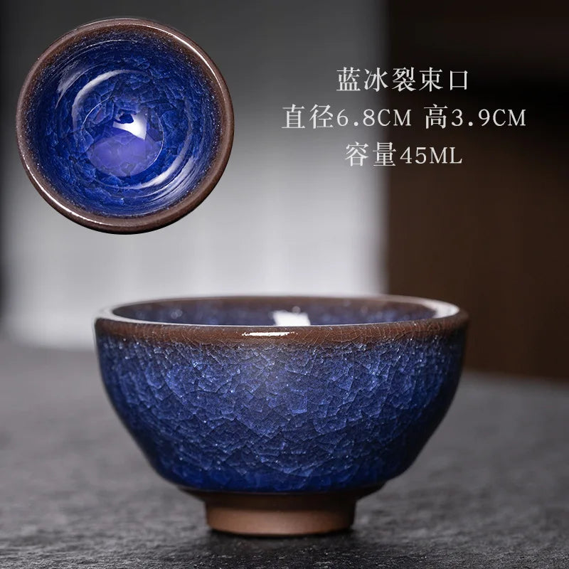 JZ209 Chinese Jian kiln tea bowl with oilspot glaze Small Tenmoku Tea Cup Natural Ceramic High Temporature Fired Eco-friendly