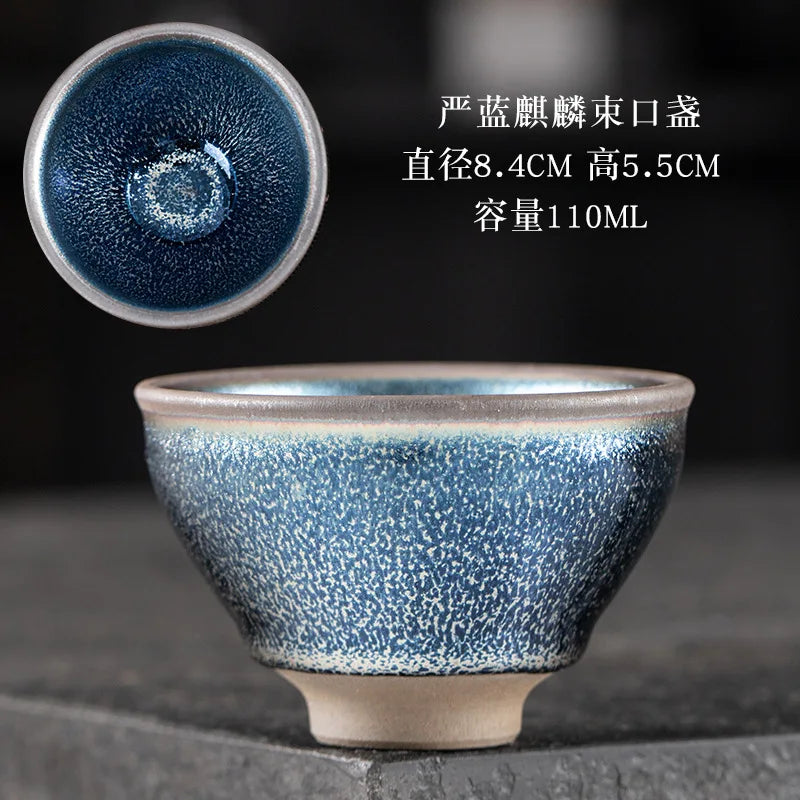 JZ209 Chinese Jian kiln tea bowl with oilspot glaze Small Tenmoku Tea Cup Natural Ceramic High Temporature Fired Eco-friendly