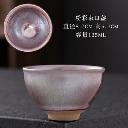 JZ209 Chinese Jian kiln tea bowl with oilspot glaze Small Tenmoku Tea Cup Natural Ceramic High Temporature Fired Eco-friendly