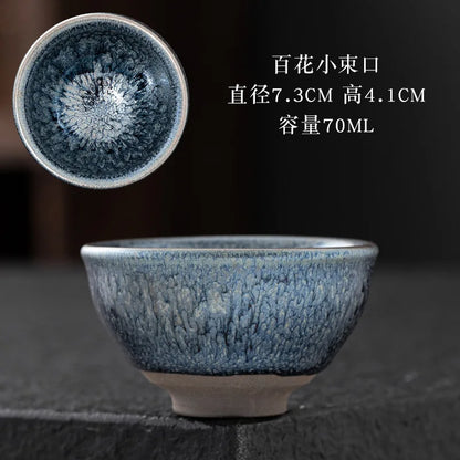 JZ209 Chinese Jian kiln tea bowl with oilspot glaze Small Tenmoku Tea Cup Natural Ceramic High Temporature Fired Eco-friendly