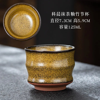 JZ209 Chinese Jian kiln tea bowl with oilspot glaze Small Tenmoku Tea Cup Natural Ceramic High Temporature Fired Eco-friendly