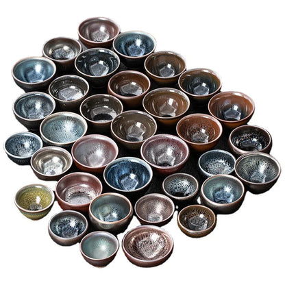 JZ209 Chinese Jian kiln tea bowl with oilspot glaze Small Tenmoku Tea Cup Natural Ceramic High Temporature Fired Eco-friendly