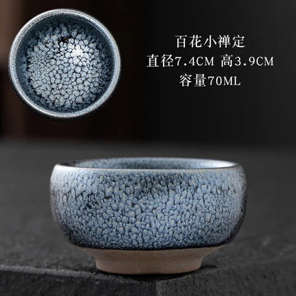 JZ209 Chinese Jian kiln tea bowl with oilspot glaze Small Tenmoku Tea Cup Natural Ceramic High Temporature Fired Eco-friendly