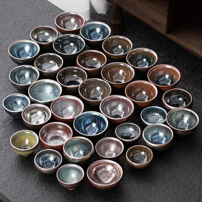 JZ209 Chinese Jian kiln tea bowl with oilspot glaze Small Tenmoku Tea Cup Natural Ceramic High Temporature Fired Eco-friendly